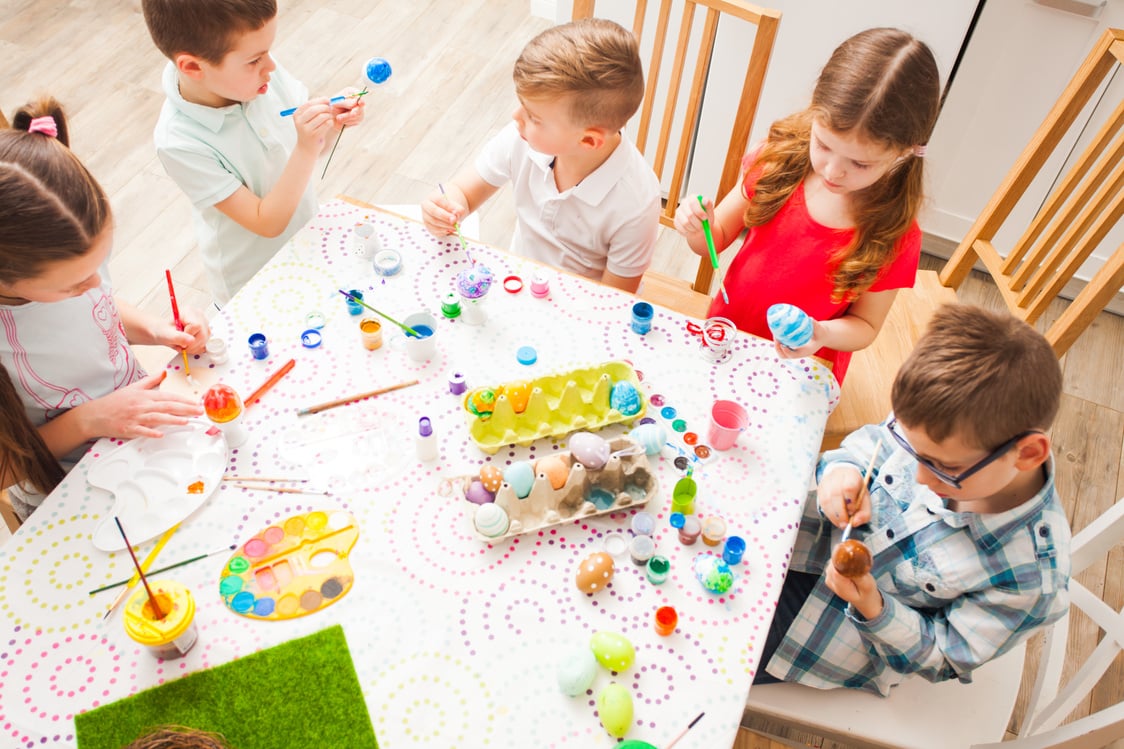 Kids Painting Easter Eggs