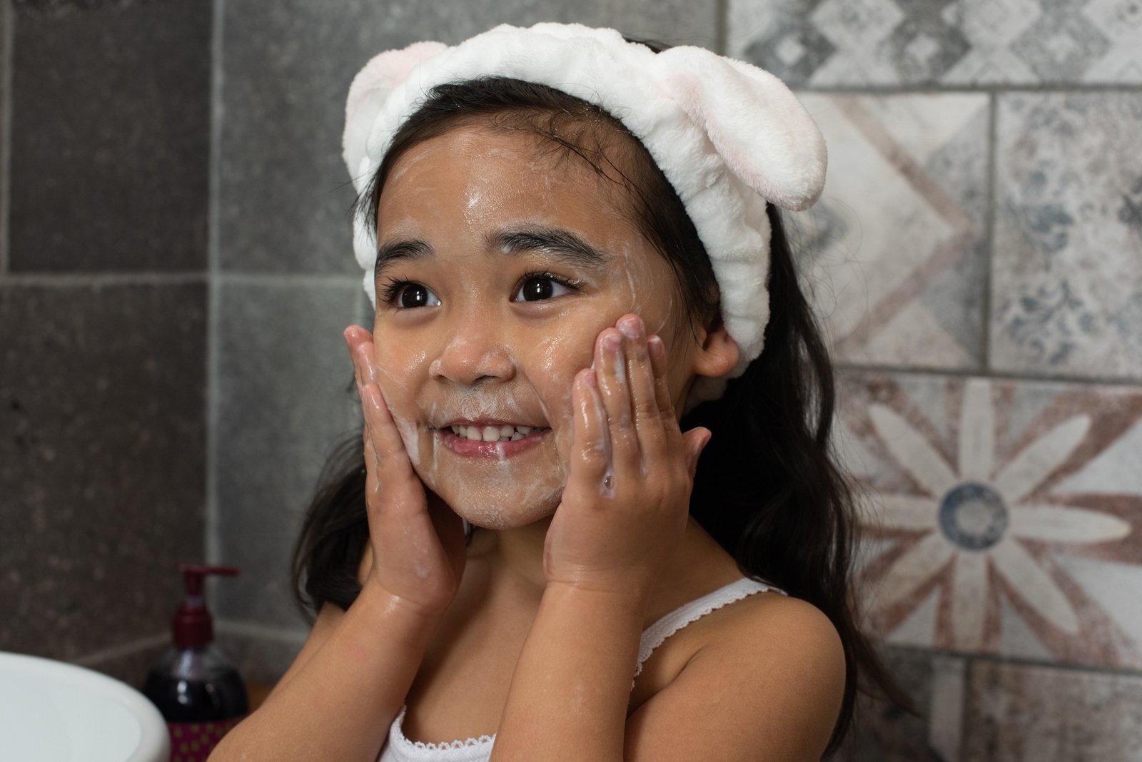 Little Girl Washing Her Face